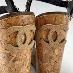 Chanel Chain Cork Wedge Sandals 3412 Black — view 6