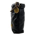 Chanel Shoulder Bag 22 Mini As3980 Shiny Calfskin Black Chain Gold Hardware — view 3