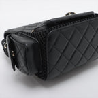 Chanel Quilted Lambskin Chain Backpack Mesh Black Gold Random Plate — view 4
