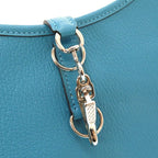 Hermes Trim 24 Chevre Turquoise Silver Hardware Shoulder Bag Blue — view 6