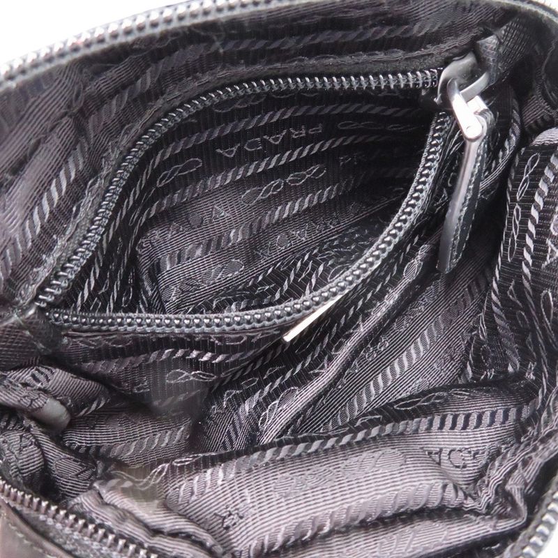 Prada 1 Ne175 Nylon with Strap Silver Hardware Black Pouch 0351 — view 8
