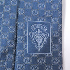 Gucci 100% Silk GG Logo All-over Pattern Cles Str Wide Tie Light Blue — view 5