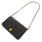 Chanel Quilted Lambskin Black Gold Chain Shoulder Bag — view 5