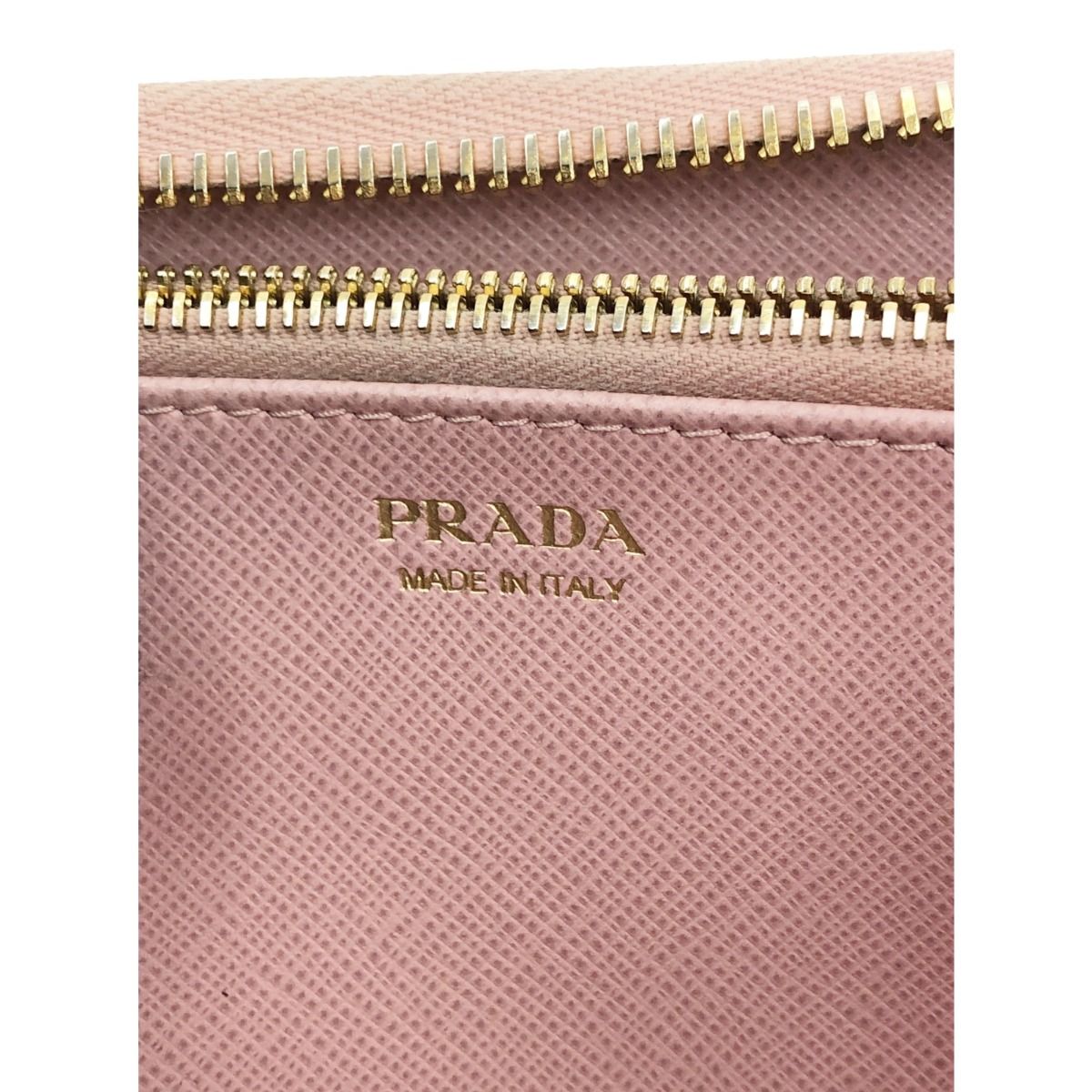 Prada Saffiano Ribbon Round Zipper Long Wallet 1 Ml506 ztm Pink — view 5