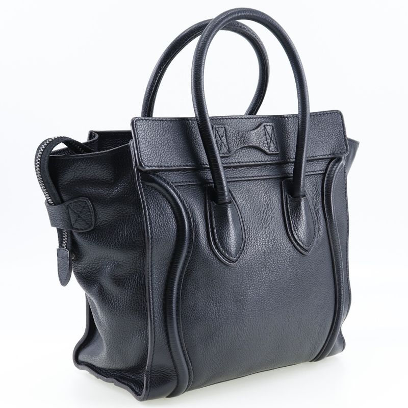 Celine Luggage Micro Shopper Calf Black Handbag — view 3