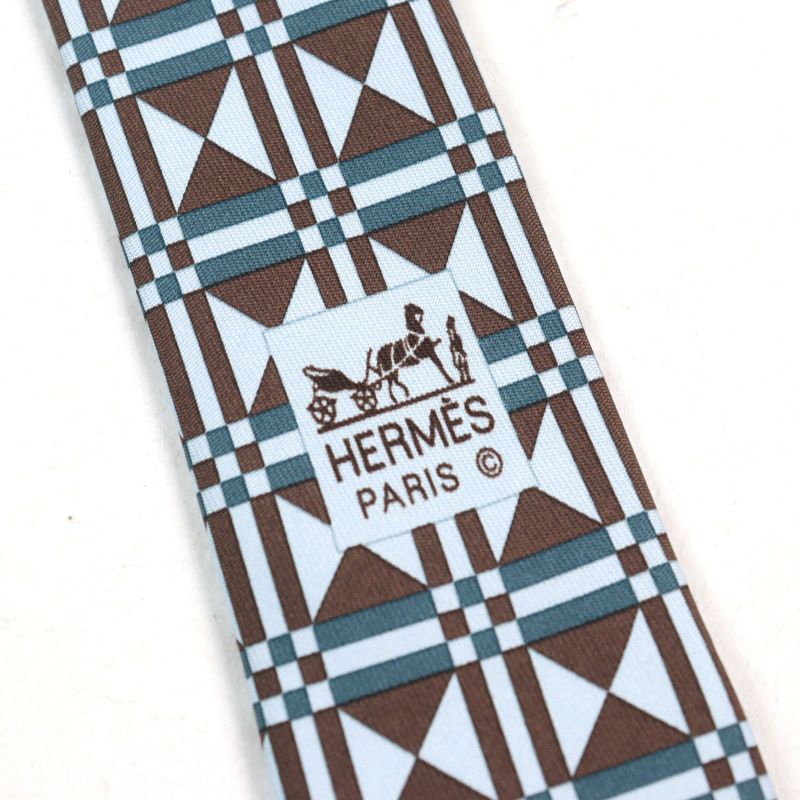 Hermes Cravate 100% Silk Art Deco Geometric Pattern Tie Multicolor — view 7