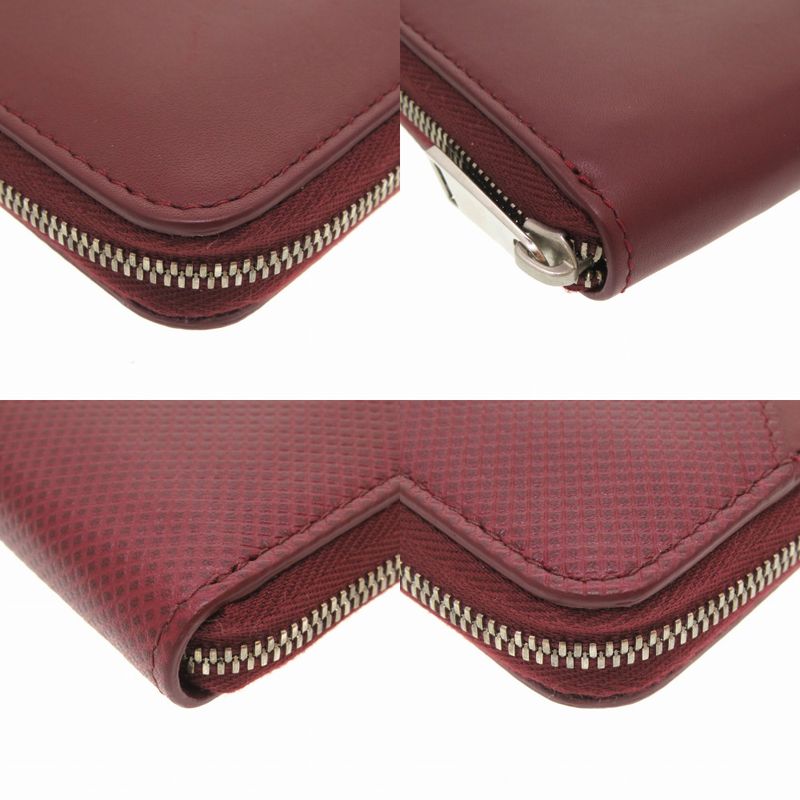 Bottega Veneta Marco Polo Leather Bordeaux Round Zipper Long Wallet Red — view 3