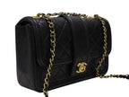 Chanel S Flap Chain Shoulder Bag CC Logo Lambskin Black Gold — view 4