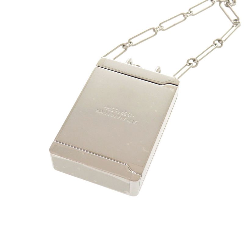 Hermes Boite A Reve Pendant Accessory Case Metal Silver Navy Necklace 1421 — view 5