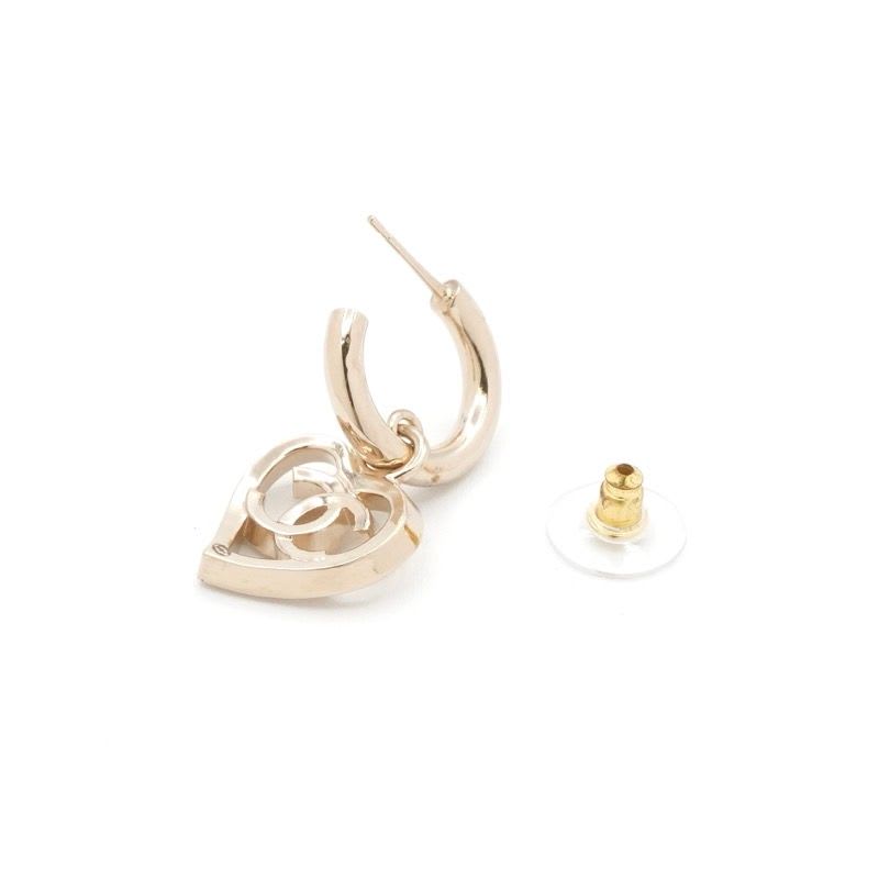Chanel Earrings Gold Coco Mark Hoop Heart — view 5
