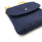 Chanel Mini Quilted Cotton Chain Bag Navy — view 9