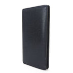 Louis Vuitton Long Wallet Portefeuille Brazza Taiga Dark Navy Silver Hardware — view 2