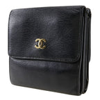 Chanel Coco Mark W Hook Calf Black Bifold Wallet — view 2