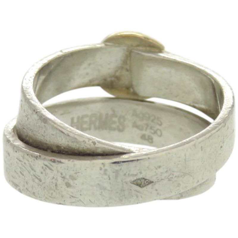 Hermes Double True 48 Size 8 Silver 925 18K Gold Ring 0222 — view 3