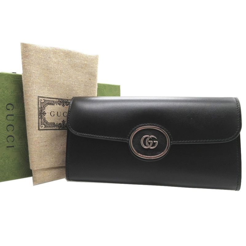 Gucci Minijohn Double Leather Black Bifold Long Wallet 0140 — view 2