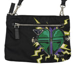 Prada Shoulder Bag Triangle Logo Nylon Universal Frankenstein Silver 3158 — view 2