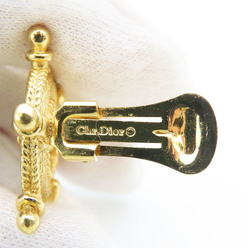 Christian Dior Earrings Marine Metal Rhinestone Gold Helix Ring Plated Accessorie — view 7