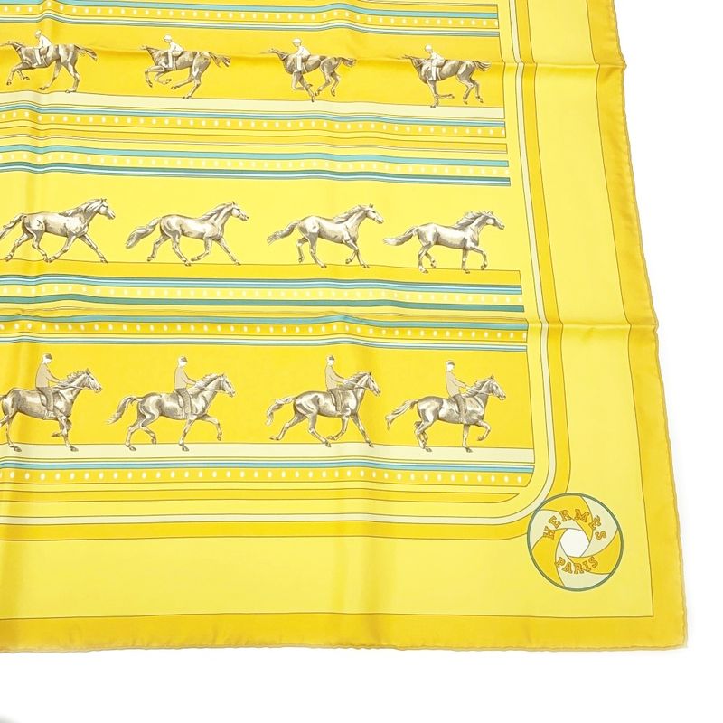 Hermes Silk Carre 90 Sequences Scarf Yellow — view 5