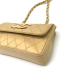 Chanel Big CC Logo Bicolor Quilted Chain Shoulder Bag Beige — view 4