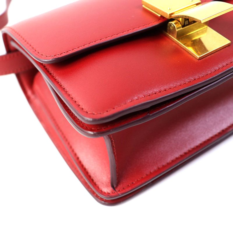 Celine dls Classic Box Small Leather Shoulder Bag Red — view 7