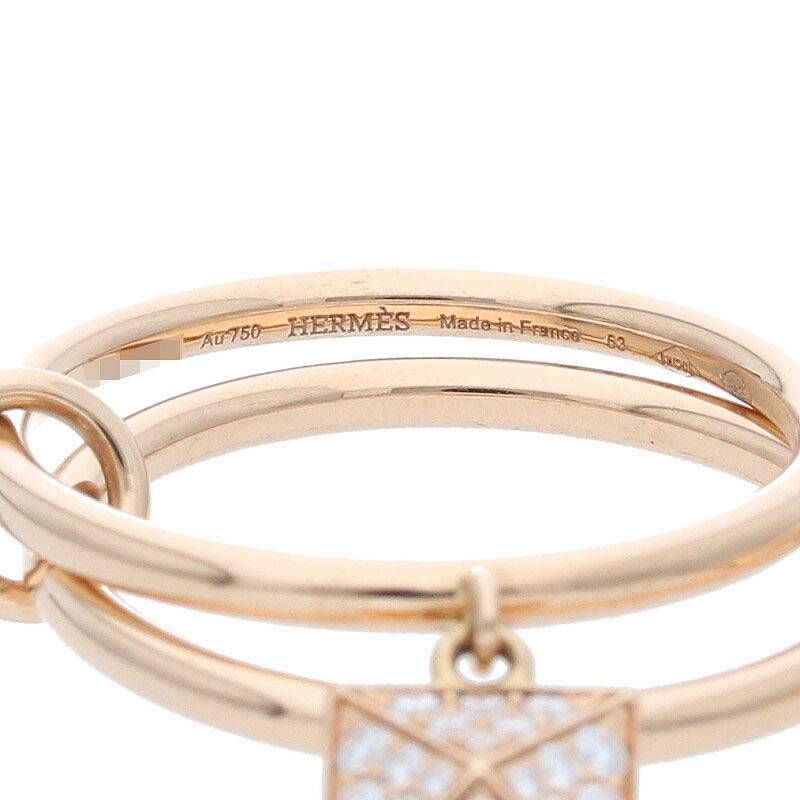 Hermes Clous de H 18K Pink Gold Diamond Tassel Ring 12.5 — view 4