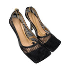 Bottega Veneta Stretch Pumps Mesh Chain High Heel 38 1 2 Nero — view 2