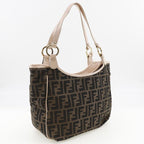 Fendi Zucca Logo Charm 8 Bh156 Canvas Brown Tote Bag — view 3