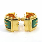 Hermes Earrings Emile Green Gold Cloisonne GP Plating Accessories Jewelry Small — view 3