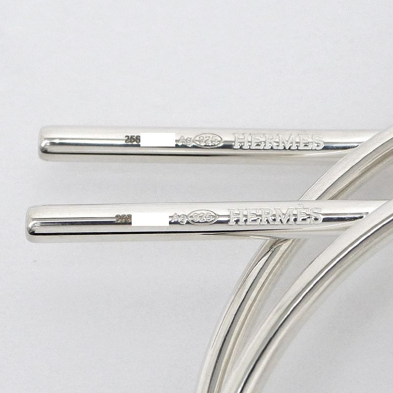 Hermes Earrings Loop MM Pair AG 925 SV Silver Jewelry Accessories Small — view 8