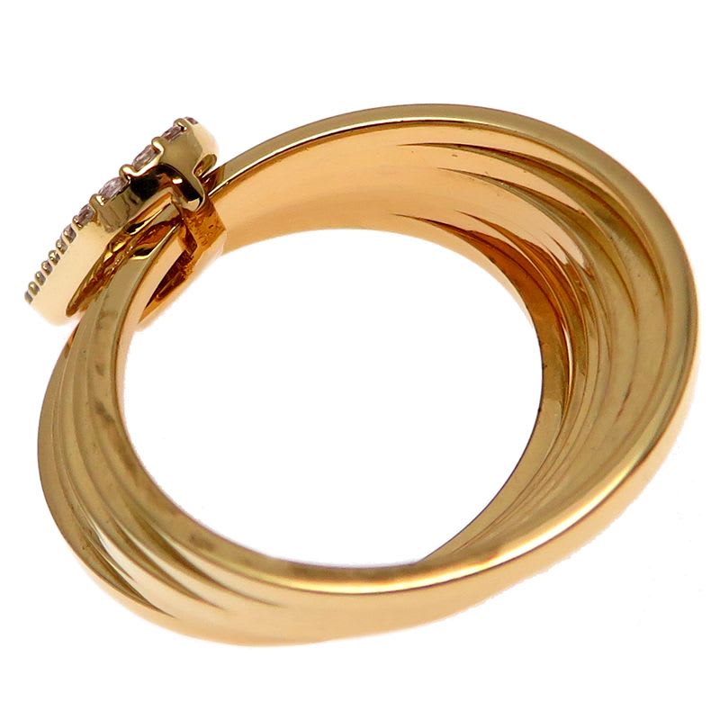 Fendi Intrecciato Stud Diamond Gold Ring — view 4