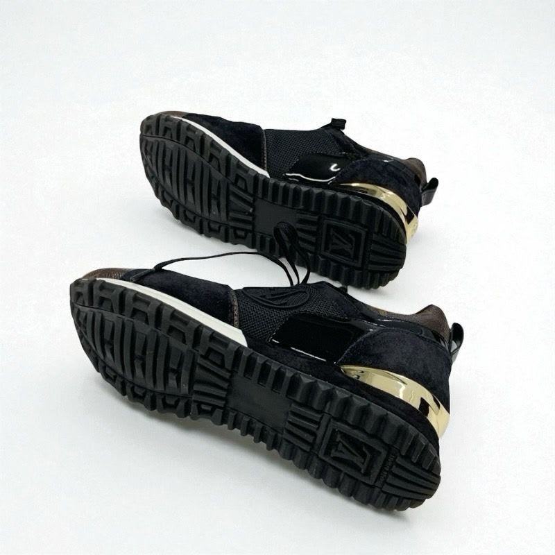 Louis Vuitton Run Away Line Monogram Sneakers Shoes Leather Fabric Suede Black — view 6