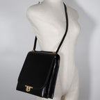 Hermes Chianti One Shoulder Vintage Box Calf Black Gold Hardware Women — view 9