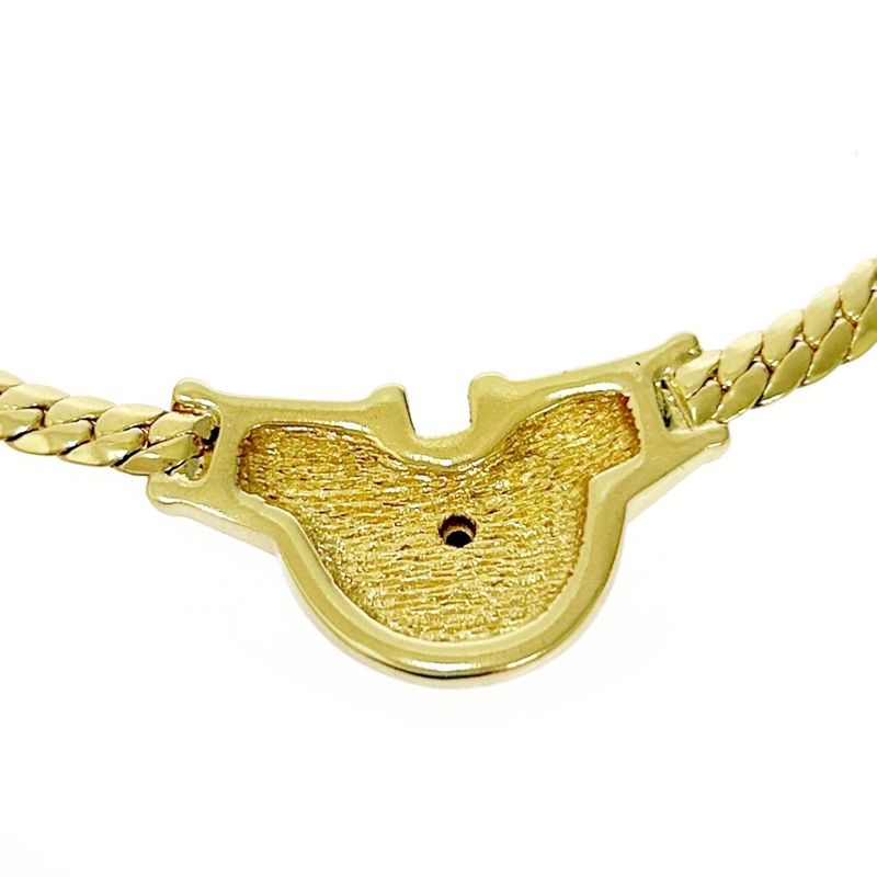 Christian Dior GP Rhinestone Colored Stone CD Logo Necklace Gold Blue — view 5