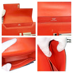 Hermes Leather Silver Hardware Velu Chain Mini Shoulder Bag Red Engraved — view 8