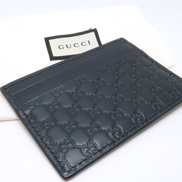 Gucci Card Case Micro Guccissima Leather Holder Navy — view 3