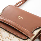 Celine Triomphe Phone Case Leather Brown White