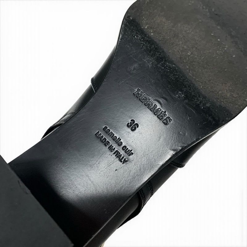 Hermes Frenchie Boots Short Shoes Leather Black Silver Kelly Hardware — view 8