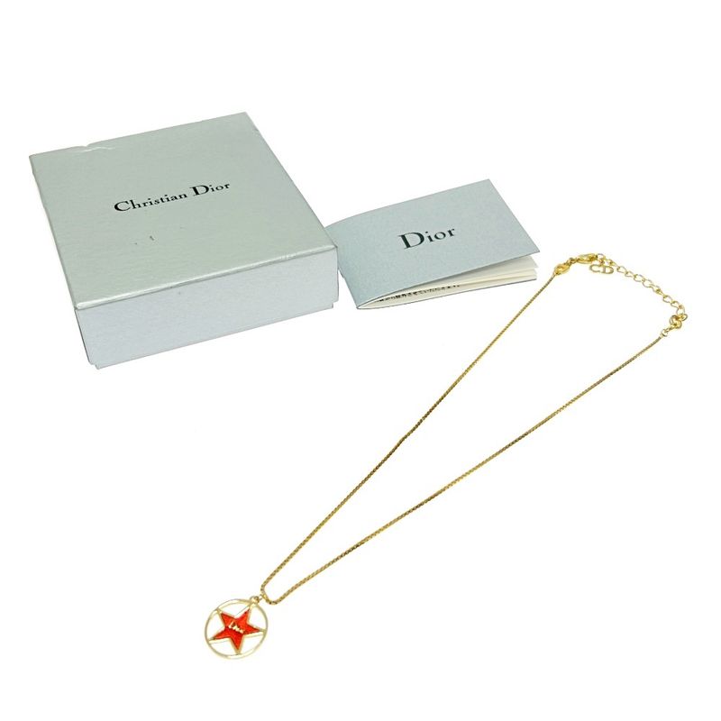 Christian Dior GP Logo Star Necklace Gold Red — view 9