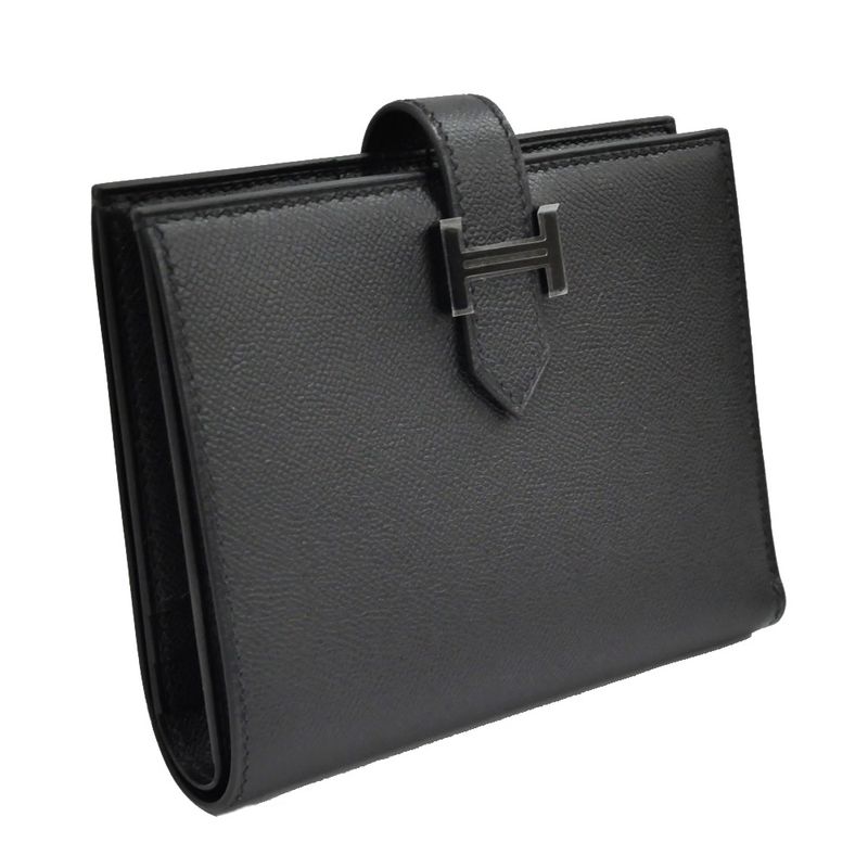 Hermes Bearn Compact Bifold Wallet Monochrome So Black Vo Madame — view 2