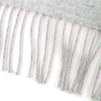 Hermes Neo Lo Cabasol 100% Cashmere Gris Chine Logo Leather Patch Fringe Scarf — view 6