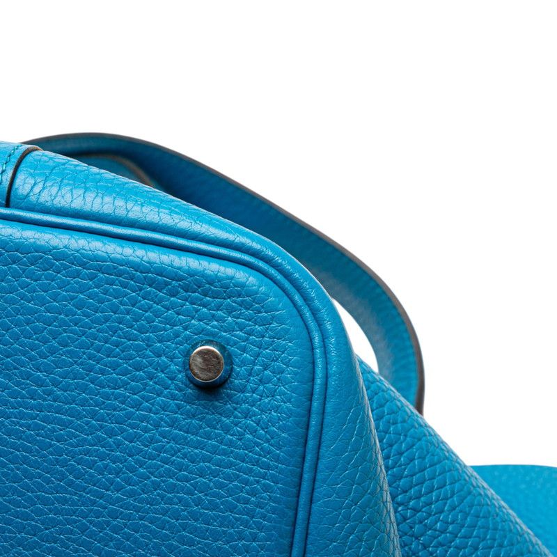 Hermes Picotin Lock MM Blue With Silver Hardware Taurillon Clemence — view 4