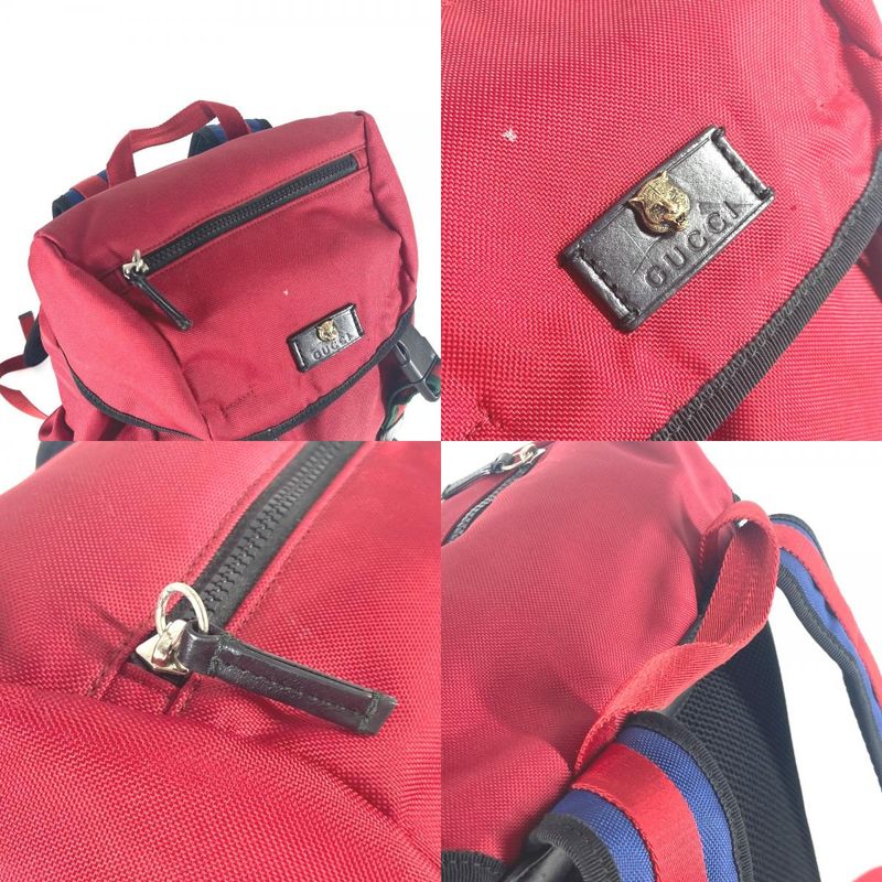 Gucci Backpack Techno Logo Sherry Line Web Nylon Canvas Red — view 8