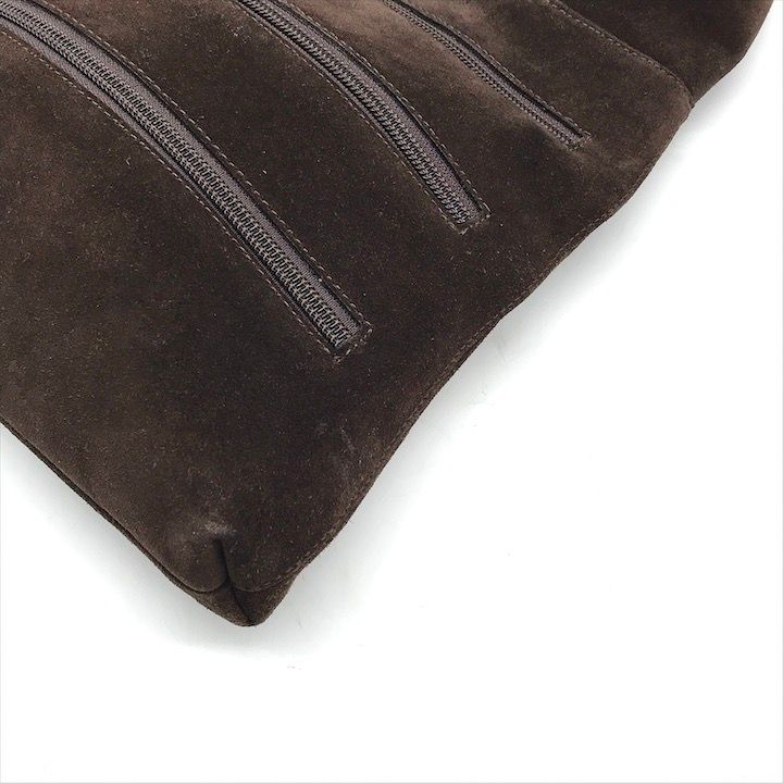 Gucci Suede Triple Zipper Vintage Shoulder Bag Brown — view 5