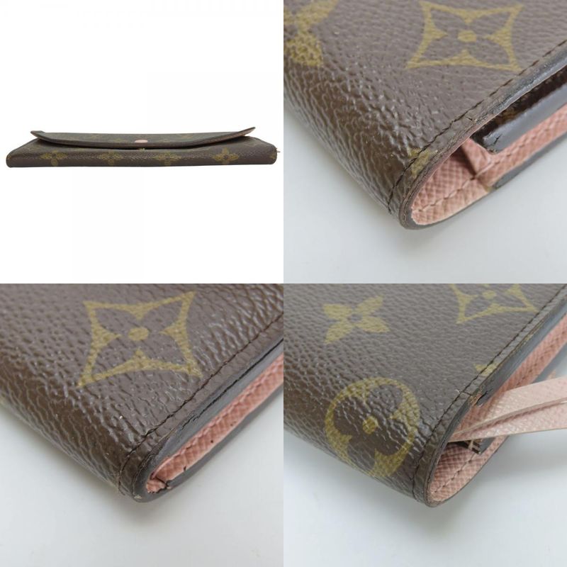 Louis Vuitton Long Wallet Portefeuille Emilie Monogram Brown Rose — view 3