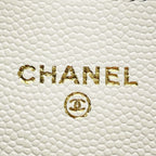 Chanel Quilted White Card Case Coco Mark Caviar Leather — view 6