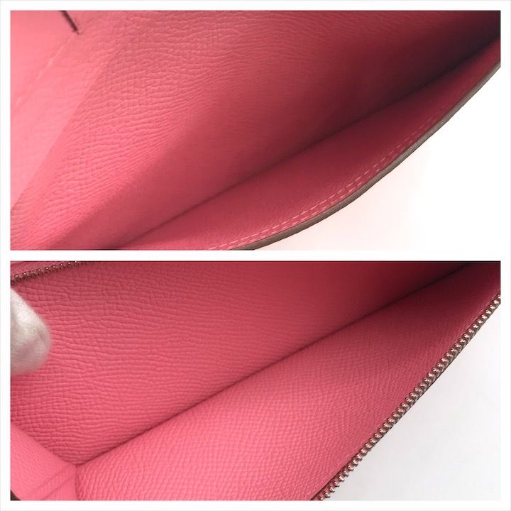 Hermes Bearn Souffle Bifold Depth Wallet Silver Shikaku Pink — view 8