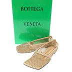 Bottega Veneta Stretch Ballerina Square Toe Mesh Chain Flat Shoes Beige 34 1 2 — view 2
