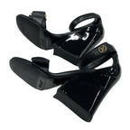 Louis Vuitton Stellar Line Sandals Shoes Leather Patent Black Gold Logo Strap — view 6
