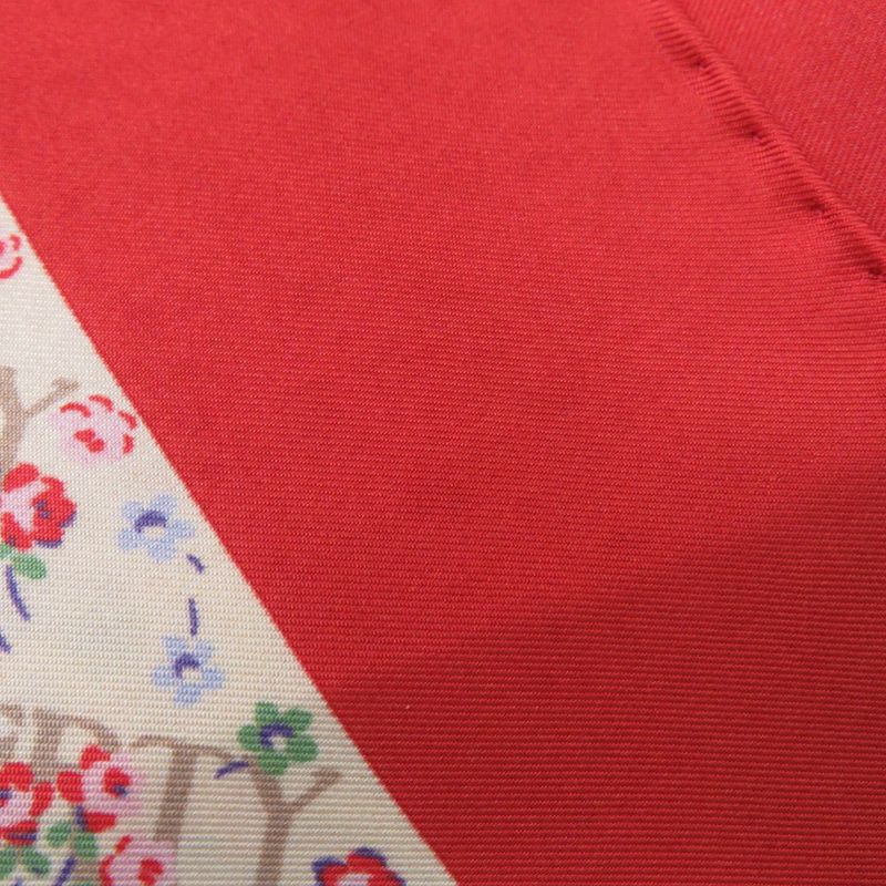 Gucci Liberty Flower Print Silk Beige Red Scarf 1126 — view 7