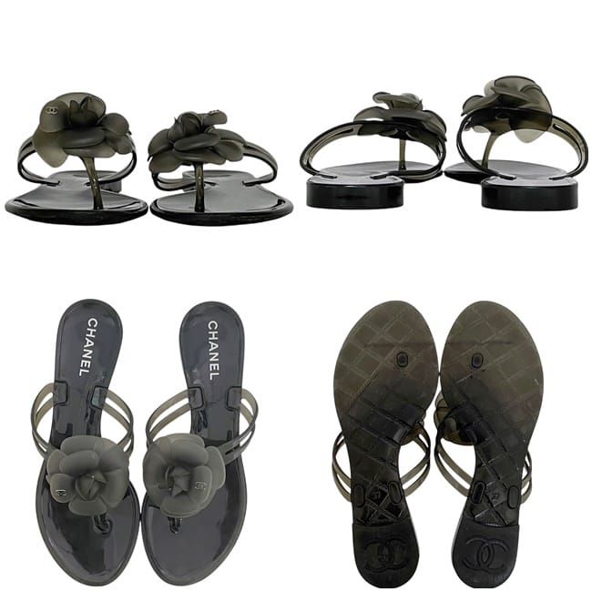 Chanel Sandals Black Camellia — view 3